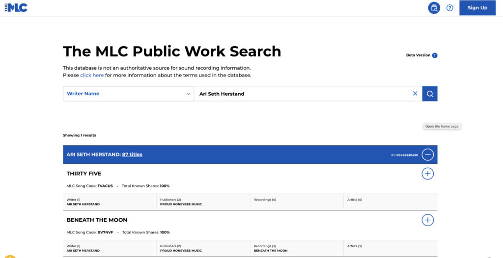 the MLC public search