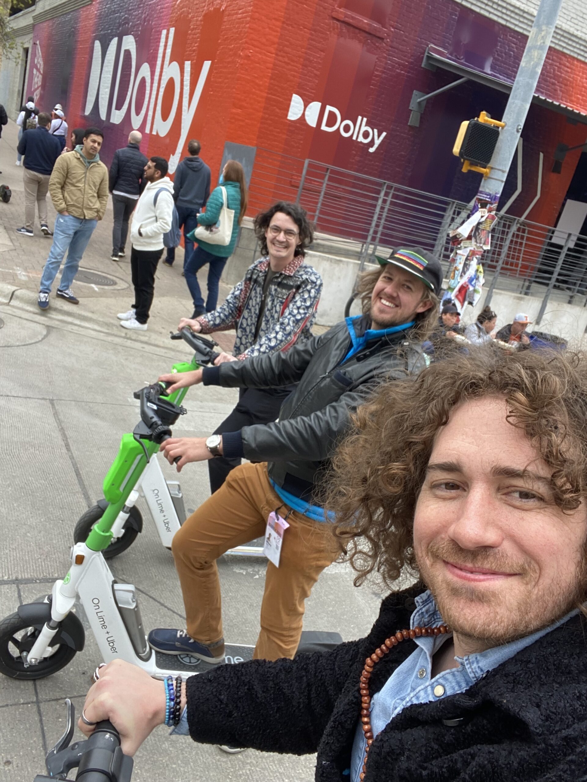 Maxton Hunter, Mikey Evans and Ari Herstand on scooters