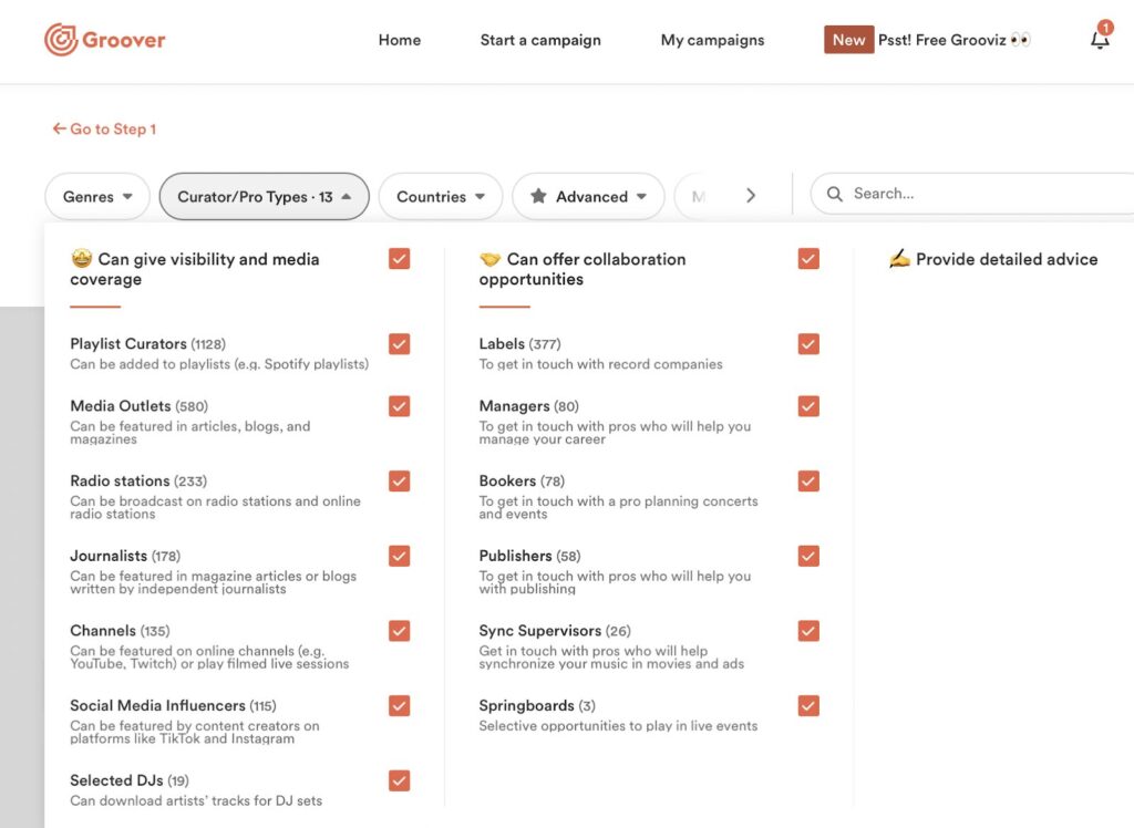 The Groover interface