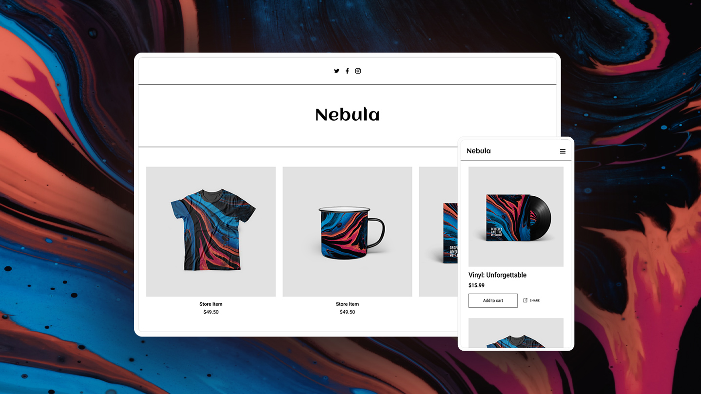 Sell merch like a pro with Bandzoogle's Merch Table Lite plan. Get started today.